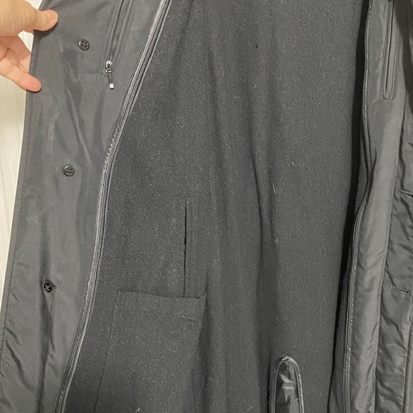 Vtg! 90’s Lands' End Men's Classic Black Trench Coat Removal 100% Wool Liner! - Picture 7 of 17